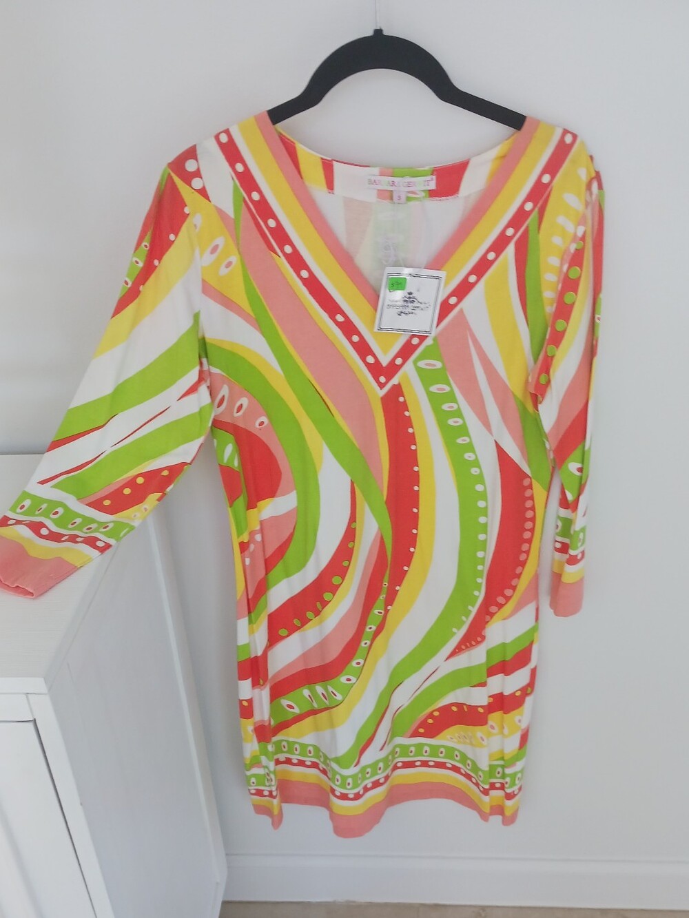 BARBRA GERWLIT Colorful Swirl V-Neck Tunic Dress - Bright Multi Size: Small